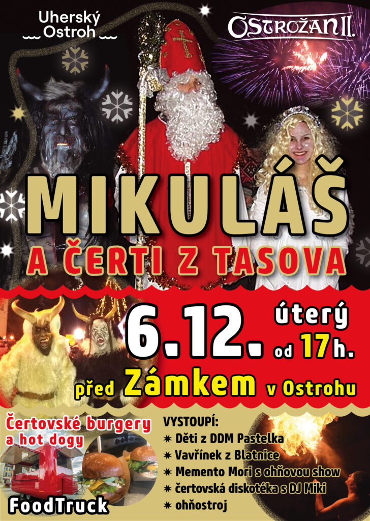 Mikuláš a čerti z Tasova před Zámkem v Uherském Ostrohu